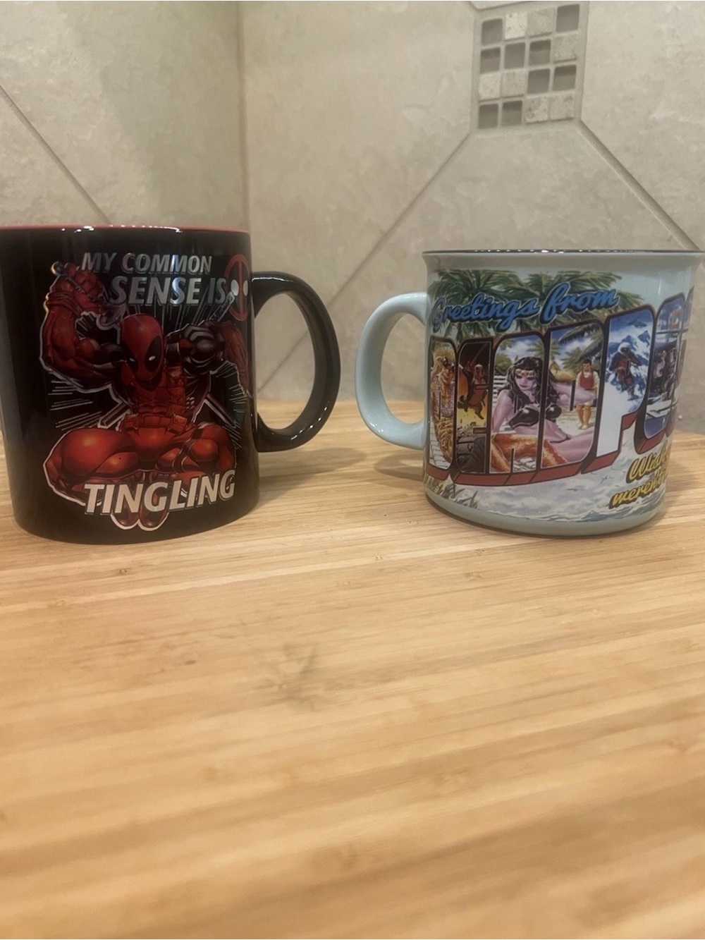 Marvel Dual Mug Set - Black and Light Blue Graphic Designs
